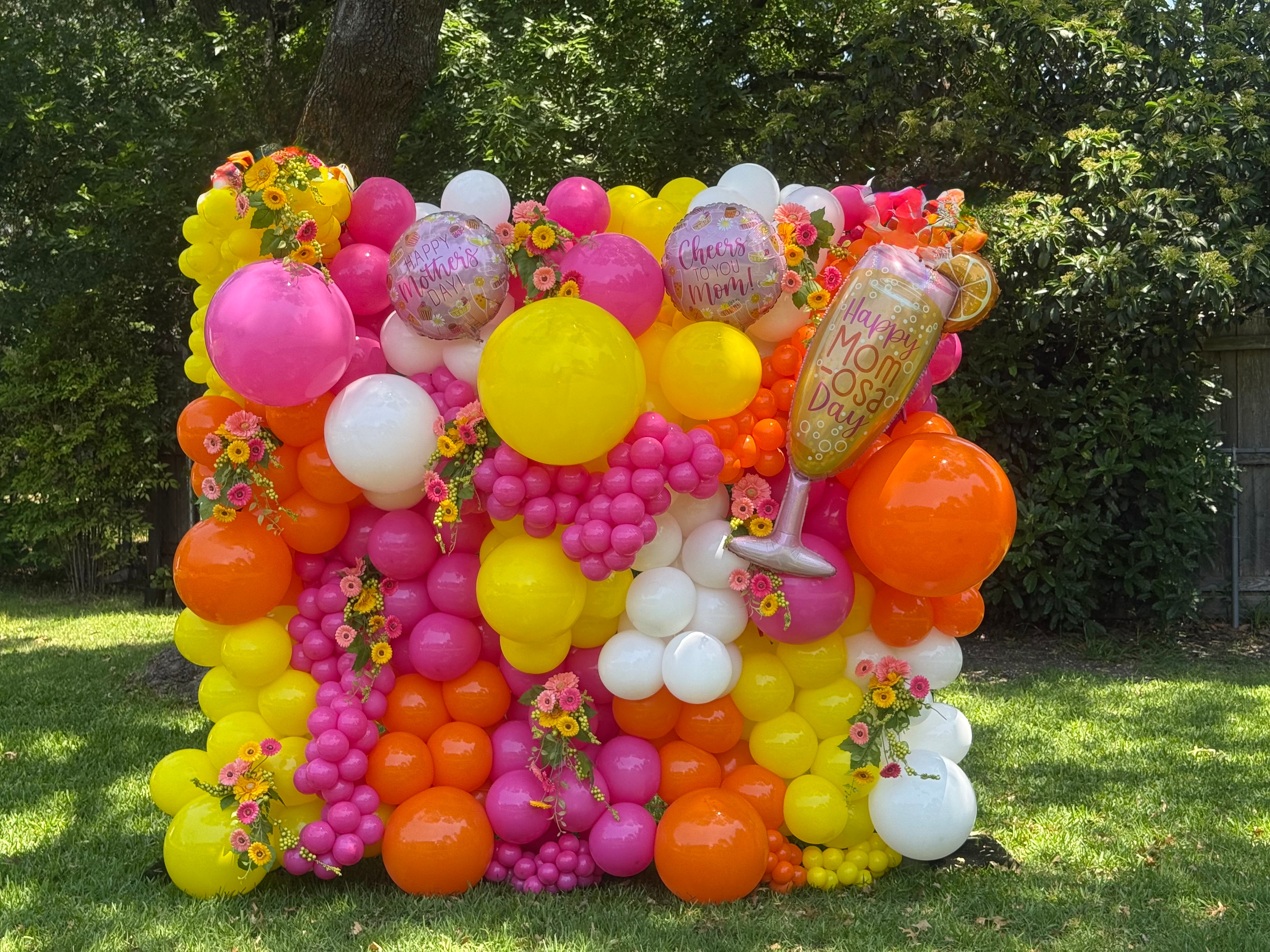 Colorful balloon installation at a celebration